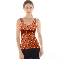 Yellow Black Grey Eggs On Red Tank Top by snowwhitegirl