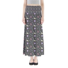 Cakes Yellow Pink Dot Sundaes Grey Full Length Maxi Skirt by snowwhitegirl