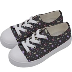 Cakes Yellow Pink Dot Sundaes Grey Kids  Low Top Canvas Sneakers