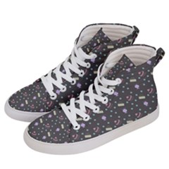 Cakes Yellow Pink Dot Sundaes Grey Men s Hi-top Skate Sneakers