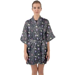 Cakes Yellow Pink Dot Sundaes Grey Quarter Sleeve Kimono Robe by snowwhitegirl