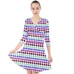 Multi White Dots Quarter Sleeve Front Wrap Dress	 by snowwhitegirl