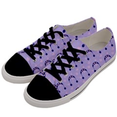 Winter Hat Snow Heart Lilac Blue Men s Low Top Canvas Sneakers by snowwhitegirl