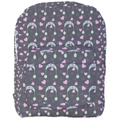 Winter Hat Hearts Snow Green Grey Full Print Backpack by snowwhitegirl