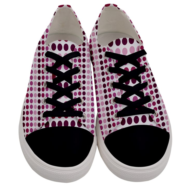 Pink Red Dots Men s Low Top Canvas Sneakers