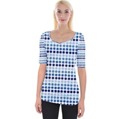 Blue Dots Wide Neckline Tee