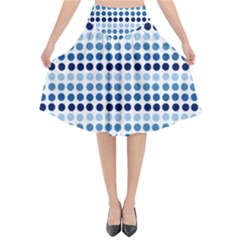 Blue Dots Flared Midi Skirt