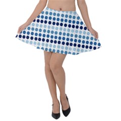 Blue Dots Velvet Skater Skirt