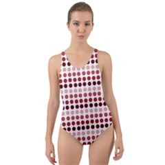 Reddish Dots Cut-out Back One Piece Swimsuit