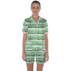 Greenish Dots Satin Short Sleeve Pyjamas Set