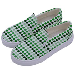 Greenish Dots Kids  Canvas Slip Ons