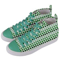 Greenish Dots Women s Mid-top Canvas Sneakers