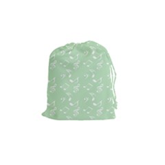 Mint Green White Music Drawstring Pouches (small)  by snowwhitegirl