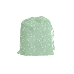 Mint Green White Music Drawstring Pouches (medium)  by snowwhitegirl