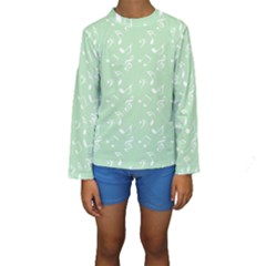 Mint Green White Music Kids  Long Sleeve Swimwear by snowwhitegirl