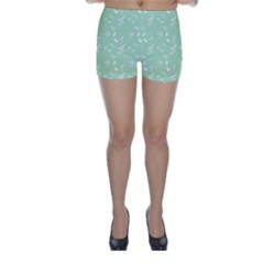 Mint Green White Music Skinny Shorts by snowwhitegirl