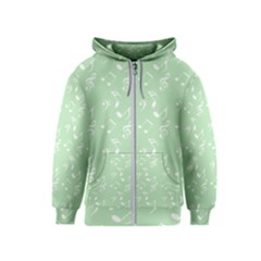 Mint Green White Music Kids  Zipper Hoodie by snowwhitegirl