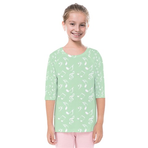 Mint Green White Music Kids  Quarter Sleeve Raglan Tee by snowwhitegirl