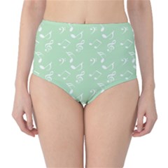 Mint Green White Music High-waist Bikini Bottoms by snowwhitegirl