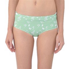 Mint Green White Music Mid-waist Bikini Bottoms by snowwhitegirl