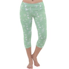 Mint Green White Music Capri Yoga Leggings by snowwhitegirl