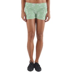 Mint Green White Music Yoga Shorts by snowwhitegirl