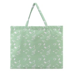 Mint Green White Music Zipper Large Tote Bag by snowwhitegirl