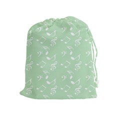 Mint Green White Music Drawstring Pouches (extra Large) by snowwhitegirl