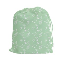 Mint Green White Music Drawstring Pouches (xxl) by snowwhitegirl