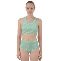 Mint Green White Music Racer Back Bikini Set by snowwhitegirl