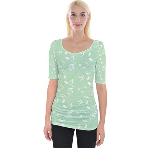 Mint Green White Music Wide Neckline Tee by snowwhitegirl