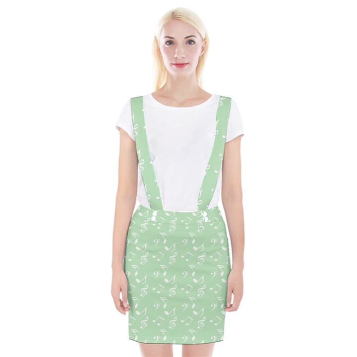 Mint Green White Music Braces Suspender Skirt