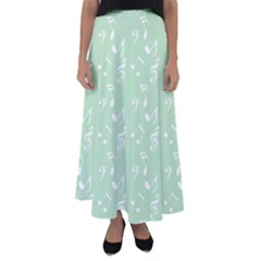 Mint Green White Music Flared Maxi Skirt by snowwhitegirl