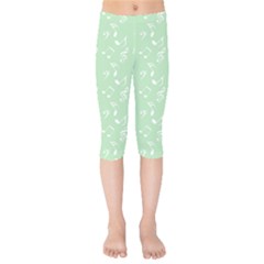 Mint Green White Music Kids  Capri Leggings  by snowwhitegirl