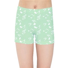 Mint Green White Music Kids Sports Shorts by snowwhitegirl