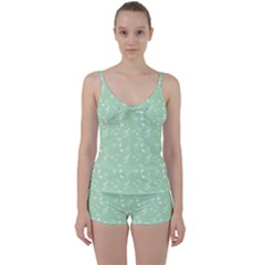 Mint Green White Music Tie Front Two Piece Tankini by snowwhitegirl