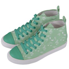 Mint Green White Music Women s Mid-top Canvas Sneakers by snowwhitegirl