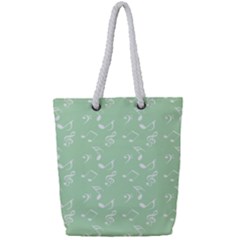 Mint Green White Music Full Print Rope Handle Tote (small) by snowwhitegirl