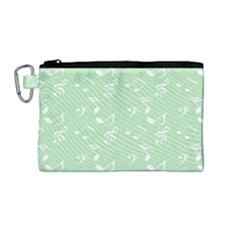 Mint Green White Music Canvas Cosmetic Bag (medium) by snowwhitegirl