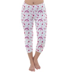 Winter Pink Hat White Heart Snow Capri Winter Leggings 