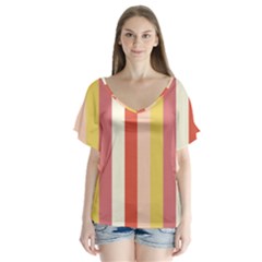 Candy Corn V-neck Flutter Sleeve Top by snowwhitegirl