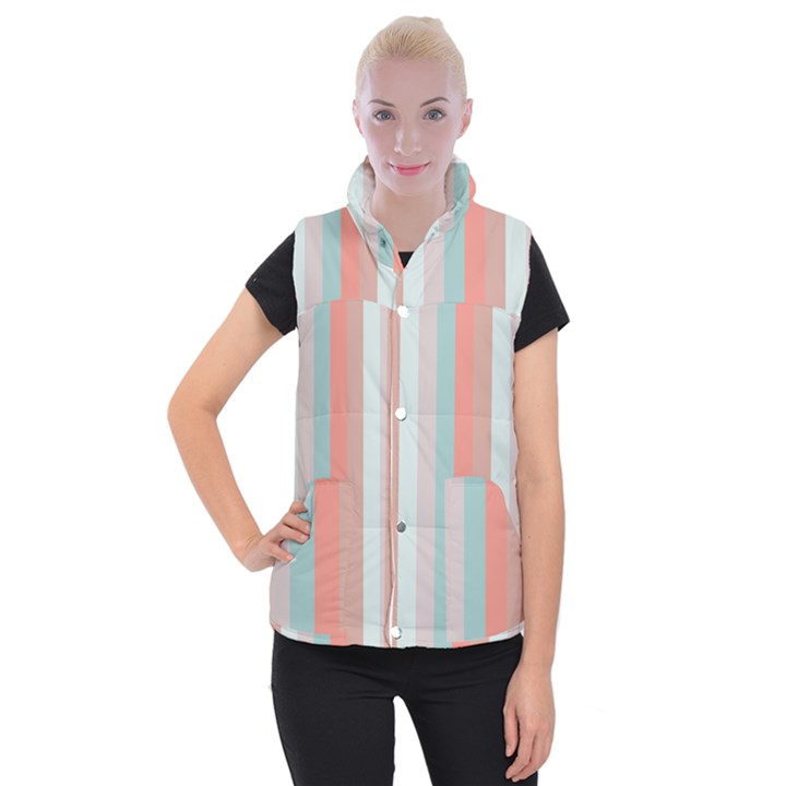 Seafoam Splash Women s Button Up Puffer Vest