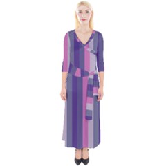 Concert Purples Quarter Sleeve Wrap Maxi Dress