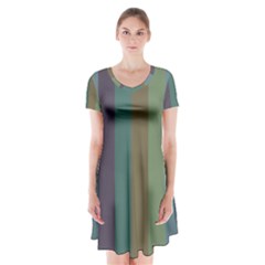 Rainy Woods Short Sleeve V-neck Flare Dress