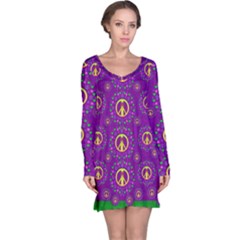 Peace Be With Us In Love And Understanding Long Sleeve Nightdress by pepitasart