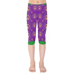 Peace Be With Us In Love And Understanding Kids  Capri Leggings  by pepitasart