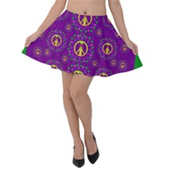 Peace Be With Us In Love And Understanding Velvet Skater Skirt by pepitasart