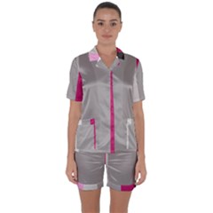 Laura Lines Satin Short Sleeve Pyjamas Set by snowwhitegirl