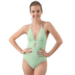 Baby Green Halter Cut-out One Piece Swimsuit by snowwhitegirl