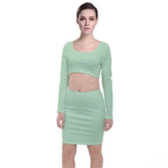 Baby Green Long Sleeve Crop Top & Bodycon Skirt Set by snowwhitegirl